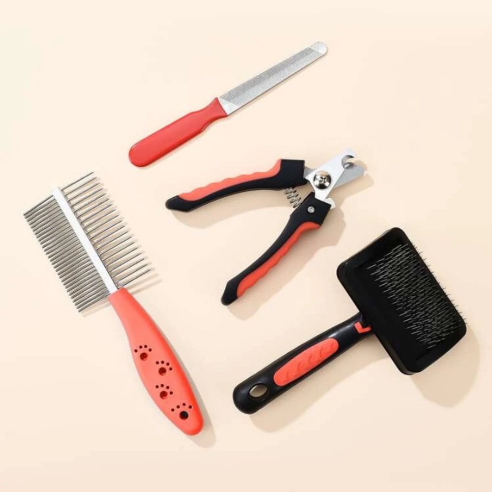 4pcs Cat Nail Tool & Hair Brush Set